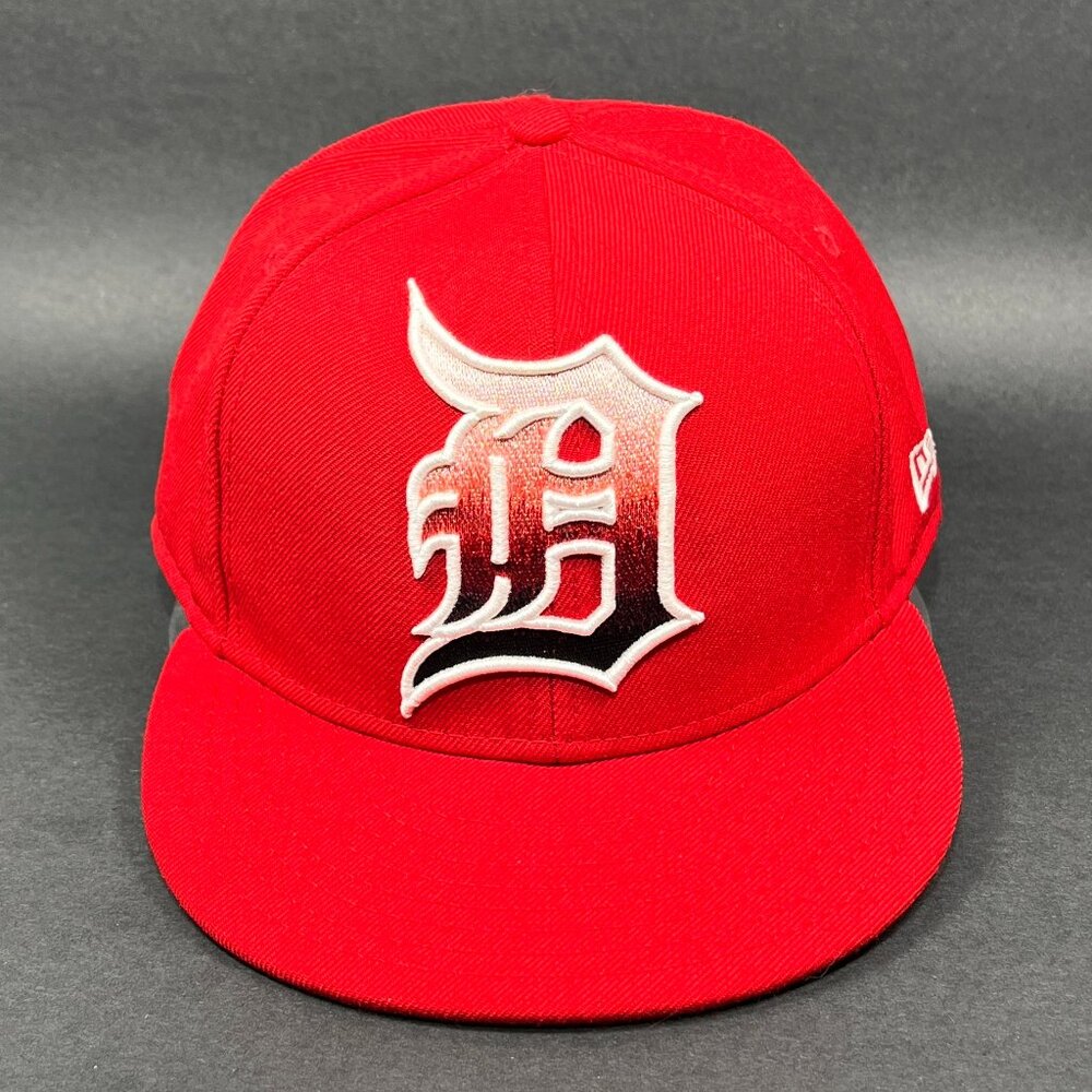 Vtg Detroit Tigers MLB Fitted 7 3/4 Hat New Era 59Fifty Red Baseball Script Mens - Picture 5 of 16